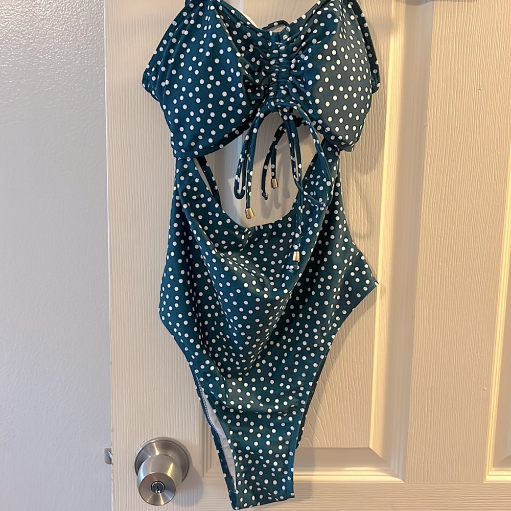 Coeur de Vague One Piece Dark Teal Swimsuit with cutouts